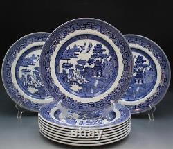 Johnson Bros England 1883 Set of 10 Dinner Plates Willow Pattern 10