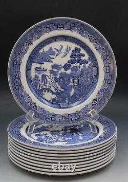 Johnson Bros England 1883 Set of 10 Dinner Plates Willow Pattern 10