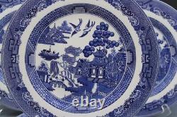 Johnson Bros England 1883 Set of 6 Dinner Plates Willow Pattern 11 Blue & White