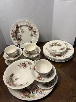 Johnson Bros. England 1940's Harvest Time Fruit Pattern Dinner Plate-Set of 26