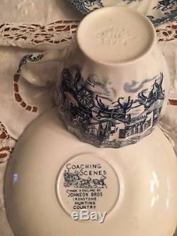 Johnson Bros England Coaching Scenes 29 Pieces Platter, Cups, Saucers & Plates