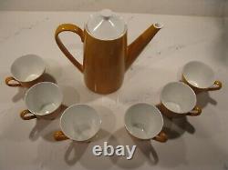 Johnson Bros England Coffee Tea Pot & 6 cups Goldenrod Yellow Vintage