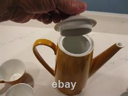 Johnson Bros England Coffee Tea Pot & 6 cups Goldenrod Yellow Vintage