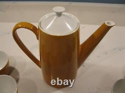 Johnson Bros England Coffee Tea Pot & 6 cups Goldenrod Yellow Vintage