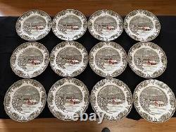 Johnson Bros England Friendly Village Dinner Plates Schoolhouse Lot of 12