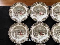 Johnson Bros England Friendly Village Dinner Plates Schoolhouse Lot of 12