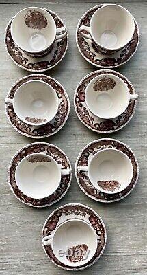 Johnson Bros England His Majesty Turkey 2 3/8 Cup & Saucer Sets 15 Piece VG+