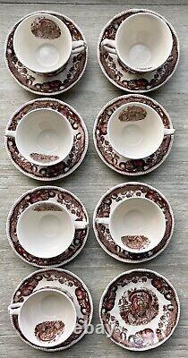 Johnson Bros England His Majesty Turkey 2 3/8 Cup & Saucer Sets 15 Piece VG+