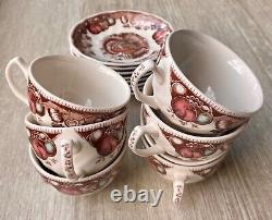 Johnson Bros England His Majesty Turkey 2 3/8 Cup & Saucer Sets 15 Piece VG+