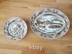 Johnson Bros England Historic America ChinaThanksgiving Xmas, platter&plates
