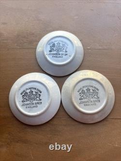 Johnson Bros England Ironstone Butter Pats 3 Staining Crazing Set of 3 Antique