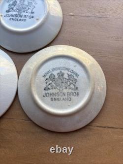 Johnson Bros England Ironstone Butter Pats 3 Staining Crazing Set of 3 Antique
