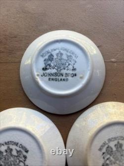 Johnson Bros England Ironstone Butter Pats 3 Staining Crazing Set of 3 Antique