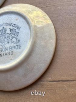 Johnson Bros England Ironstone Butter Pats 3 Staining Crazing Set of 3 Antique