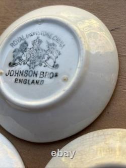 Johnson Bros England Ironstone Butter Pats 3 Staining Crazing Set of 3 Antique