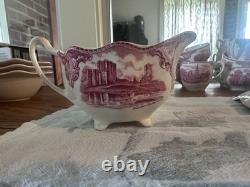 Johnson Bros England Old Britain Castles Pink Transferware 85-Piece Set
