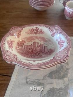 Johnson Bros England Old Britain Castles Pink Transferware 85-Piece Set