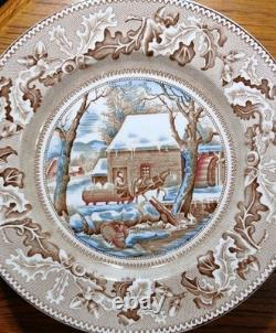Johnson Bros England Thanksgiving 12 Plates Historic America Frozen Up