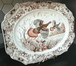 Johnson Bros England Windsor Ware Large Wild Turkeys Serving Plate Platter 20.5