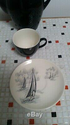 Johnson Bros England the yacht race mid century china coffee set for 6 15 pieces