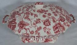 Johnson Bros English Chippendale Red Pink Chintz Large 103.232 Soup Tureen Euc