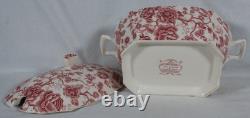 Johnson Bros English Chippendale Red Pink Chintz Large 103.232 Soup Tureen Euc