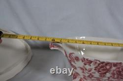 Johnson Bros English Chippendale Red Pink Chintz Large 103.232 Soup Tureen Euc