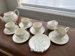 Johnson Bros English Tea Set, Dessert Plates Set of 4 Porcelain with Silver Trim