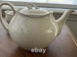 Johnson Bros English Tea Set, Dessert Plates Set of 4 Porcelain with Silver Trim