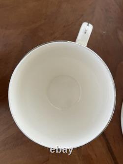 Johnson Bros English Tea Set, Dessert Plates Set of 4 Porcelain with Silver Trim