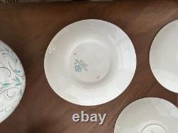 Johnson Bros English Tea Set, Dessert Plates Set of 4 Porcelain with Silver Trim