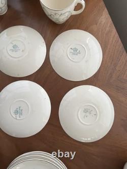 Johnson Bros English Tea Set, Dessert Plates Set of 4 Porcelain with Silver Trim