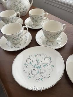 Johnson Bros English Tea Set, Dessert Plates Set of 4 Porcelain with Silver Trim