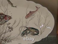 Johnson Bros FISH Large 20 Scalloped Serving Platter-Cream Background