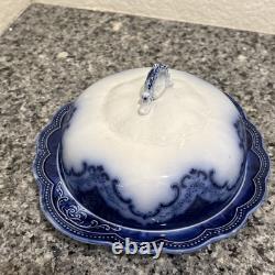 Johnson Bros Flow Blue Normandy Covered Butter Dish