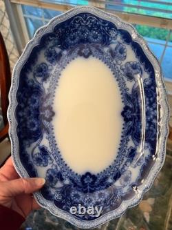 Johnson Bros Flow blue china complete 12 piece place setting with serving pieces