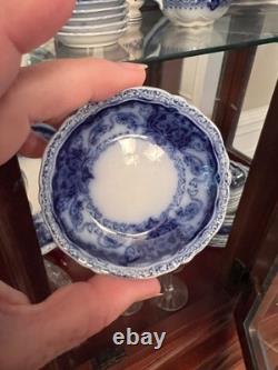 Johnson Bros Flow blue china complete 12 piece place setting with serving pieces