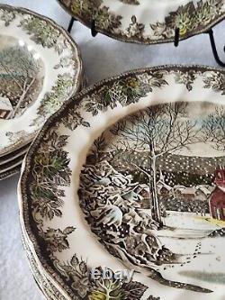 Johnson Bros Friendly Village (12) Dinner Plates 9 7/8 School House England