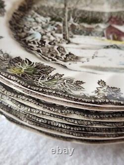 Johnson Bros Friendly Village (12) Dinner Plates 9 7/8 School House England