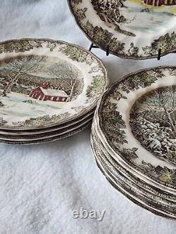 Johnson Bros Friendly Village (12) Dinner Plates 9 7/8 School House England