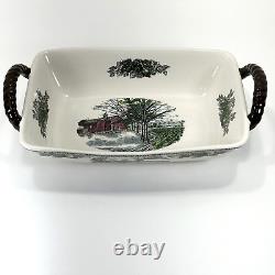 Johnson Bros Friendly Village Bread Basket Red Barn Discontinued 7in x 12in