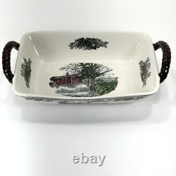 Johnson Bros Friendly Village Bread Basket Red Barn Discontinued 7in x 12in