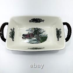 Johnson Bros Friendly Village Bread Basket Red Barn Discontinued 7in x 12in
