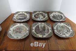 Johnson Bros Friendly Village CHRISTMAS, 6 Different Square Salad Plates In Box