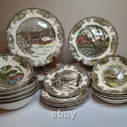 Johnson Bros Friendly Village Dinner Salad Plate Bowl 5 Place Settings (25 Pcs.)