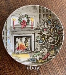 Johnson Bros Friendly Village Merry Christmas Plate 4 1/8 Set of 4 Excellent