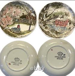 Johnson Bros Friendly Village ROUND COVERED BUTTER DISH and 8 BUTTER PAT PLATES