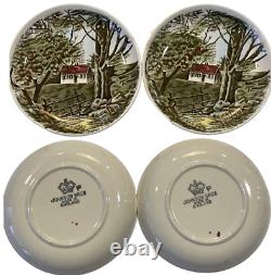 Johnson Bros Friendly Village ROUND COVERED BUTTER DISH and 8 BUTTER PAT PLATES