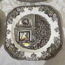 Johnson Bros. Friendly Village SIX (6)CHRISTMAS Square Plates England+Extras