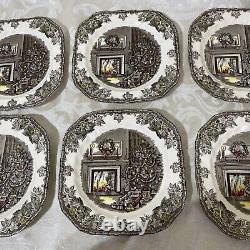 Johnson Bros. Friendly Village SIX (6)CHRISTMAS Square Plates England+Extras